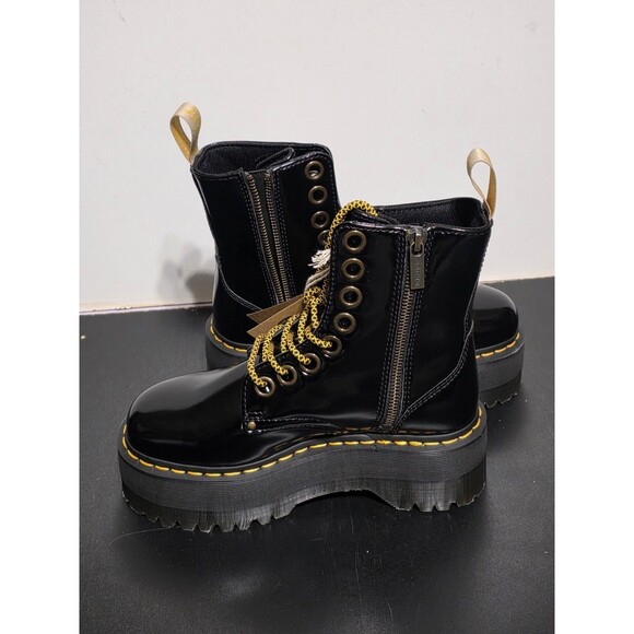 Dr. Martens Black Combat Boots with Gold Accents - Picture 7 of 16